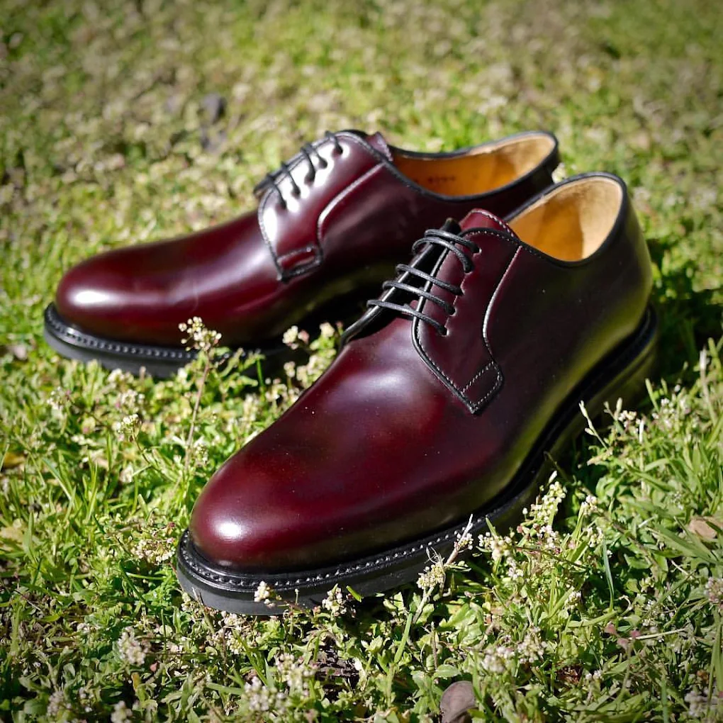 Maison Adam burgundy plain-toe Derby shoes