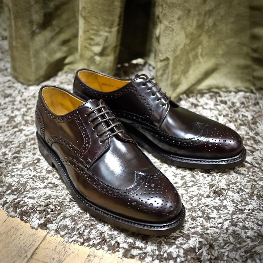 Maison Adam dark brown wingtip Derby shoes