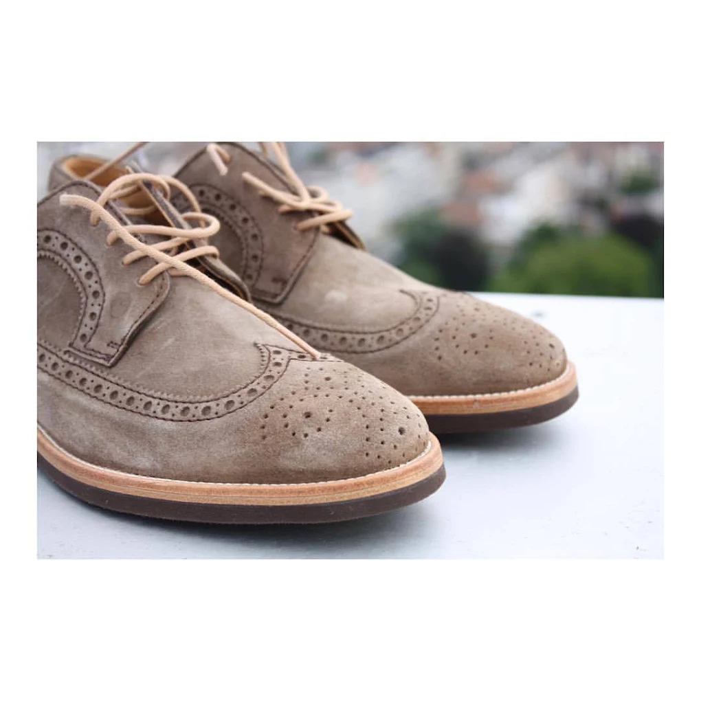 Maison Adam sand suede wingtip Derby shoes